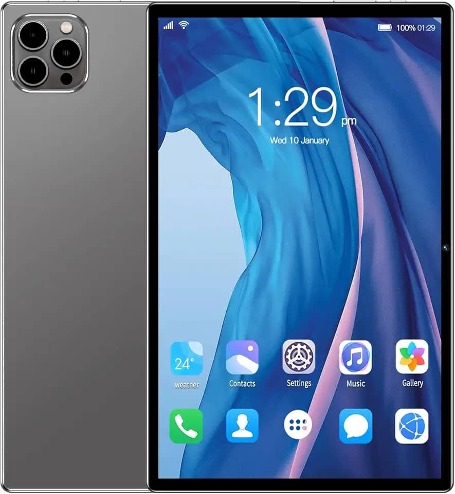 Tablet V62 10.1' FHD Android 12, MTK6797, Câmera 24MP, Bateria 8000mAh – Modelos com 6GB, 8GB, 12GB RAM e até 512GB – Sem Marca – Com Tela Full HD (Cinza, 8+256)