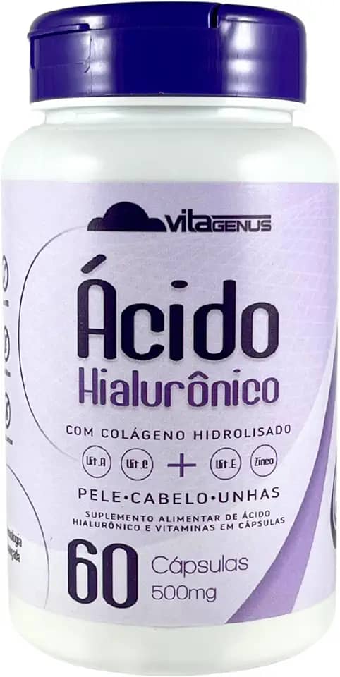 Ácido Hialurônico Colágeno Hidrolisado 60 Cápsulas Suplemento em Cápsulas VitaGenus