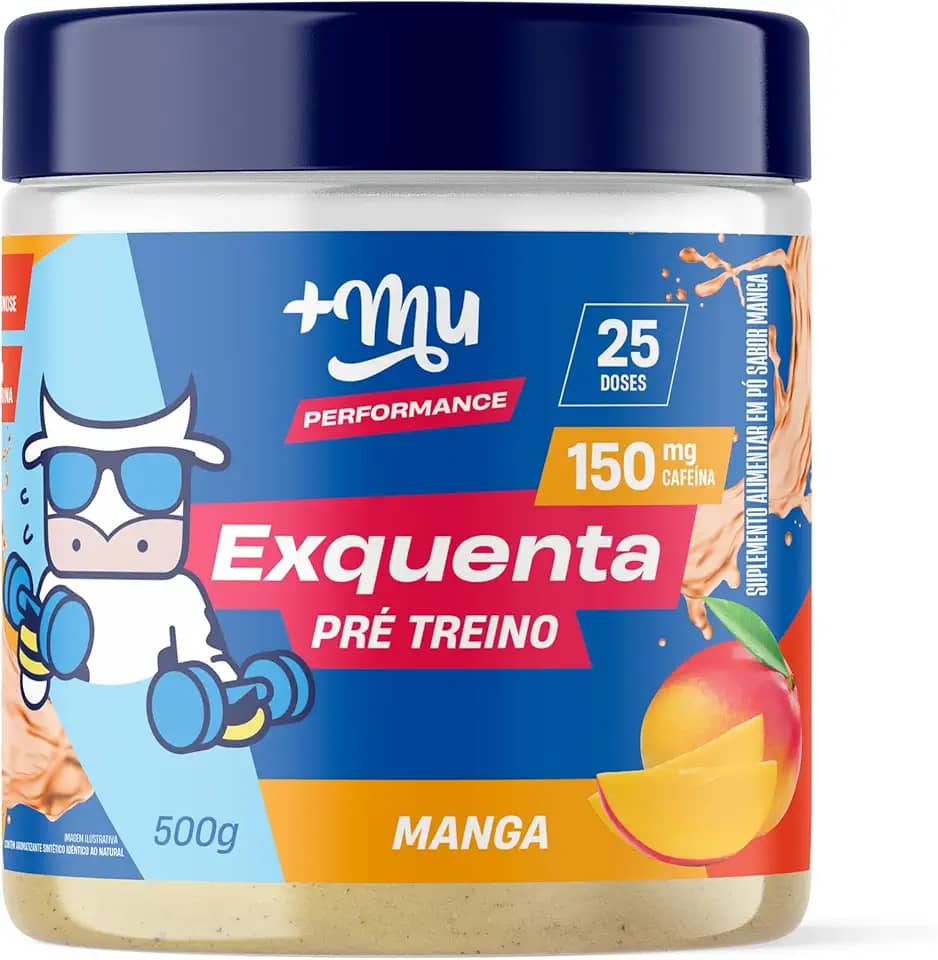 Pré treino, +Mu, Exquenta, Sabor Manga, Com Cafeína, Palatinose e Taurina - 500mg