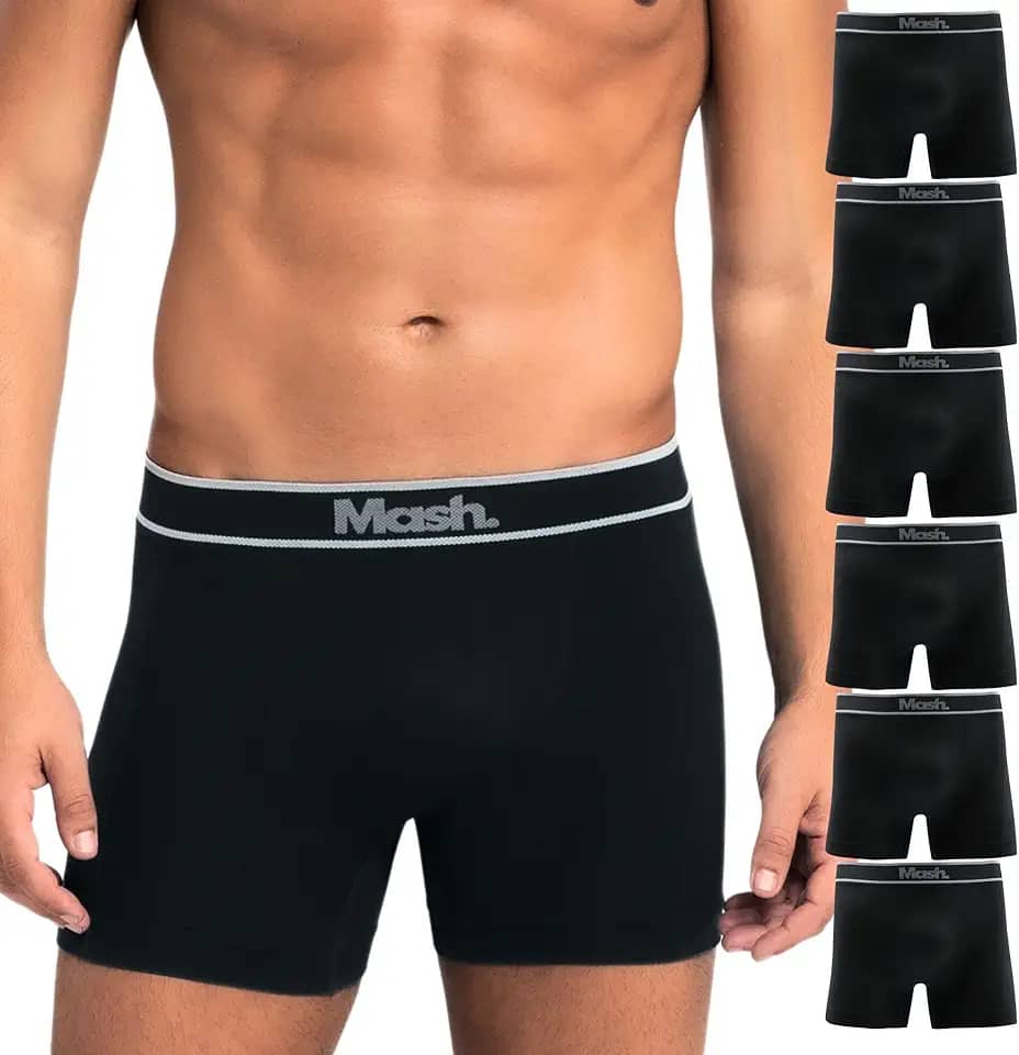 Kit 6 Cuecas Boxer Mash Microfibra Sem Costura Box Masculina Adulto
