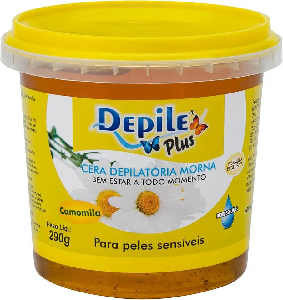 Cera Depilatória Depilação Camomila Depile Plus, Hidrossolúvel, Para Peles Sensíveis, 290g