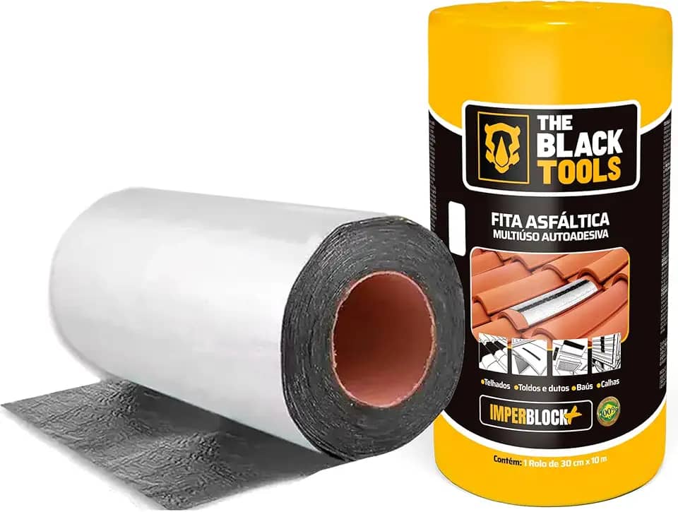 Fita Asfáltica Adesiva Vedatudo Aluminizada Imperblock Rolo 30cm x 10m Alumínio Cor Prateado FVD30-TBT The Black Tools