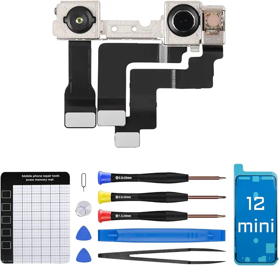 Mini câmera frontal para iPhone 12 com kit de ferramentas de reparo completo