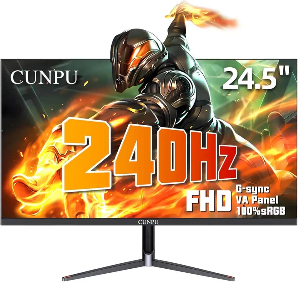 Monitor de jogos de 24 polegadas 240Hz, 1080p FHD, painel VA rápido, sincronização adaptável de 1ms, moldura ultrafina, 16,7 M cores, sRGB 100%, HDMI 2.1 e DP 1.4, VESA, cuidados com os olhos