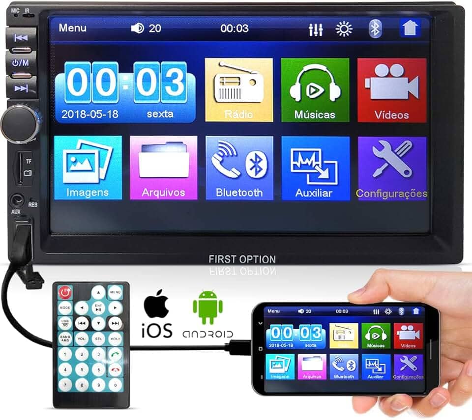 Central Multimídia Mp5 First Option 7810H Universal 2din Bt Usb Fm Leitor SD