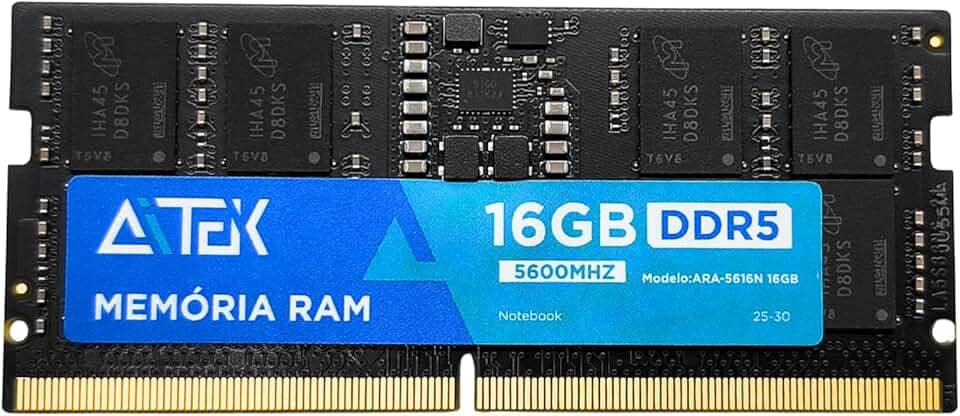 Memória Ram 16GB DDR5 5600MHz 1.1V com Alta Desempenho e Performance Jogos, Multitarefas (Notebook)