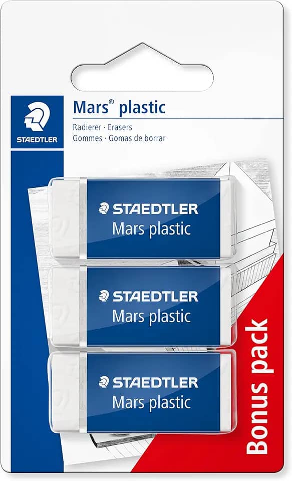 Borracha, Staedtler, Mars Plastic, 52653ABK3D03, 3 Unidades