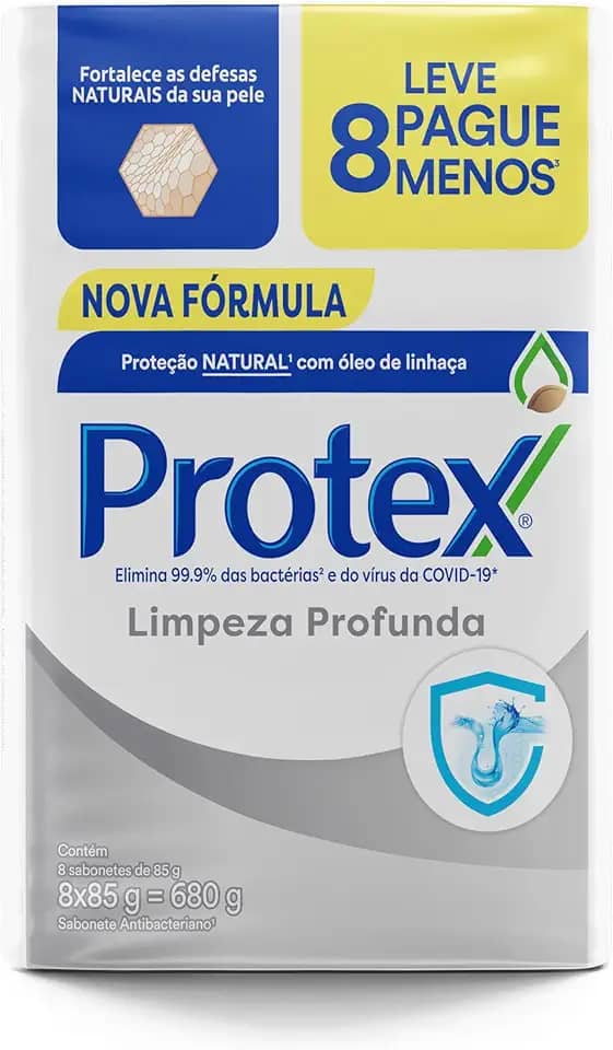 Sabonete em Barra Antibacteriano Protex Limpeza Profunda 8 un de 85g Promo Leve Mais Pague Menos