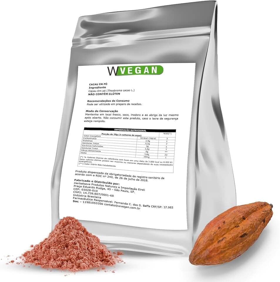 Cacau em pó 500g Embalagem Refil WVegan Vegano