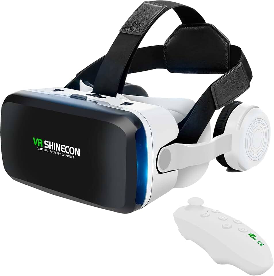 Óculos VR Realidade Virtual 3D com Fone de Ouvido Integrado e Controle Bluetooth Sem Fio