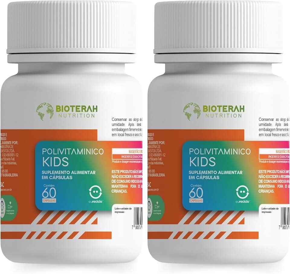 Polivitamínico Kids 120CAPS BIOTERAH - Suplemento Infantil Completo Vitaminas e Minerais Suporte Nutricional
