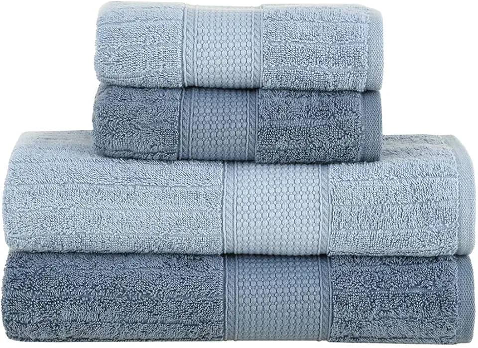 Jogo de Toalhas Buddemeyer Fio Penteado Alva Banho Azul/Azul 4 Peças