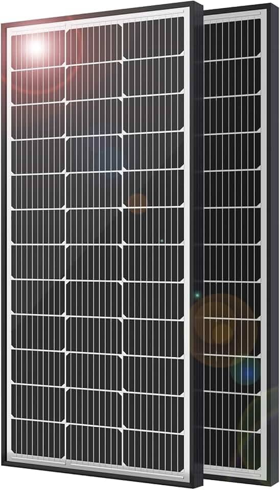 JJN Painéis solares de 200 watts, painel solar monocristalino 10BB 12V 2 peças 100W, módulo fotovoltaico de 23% de alta eficiência para trailers, casa, fazenda, barco, caravana e aplicações fora da