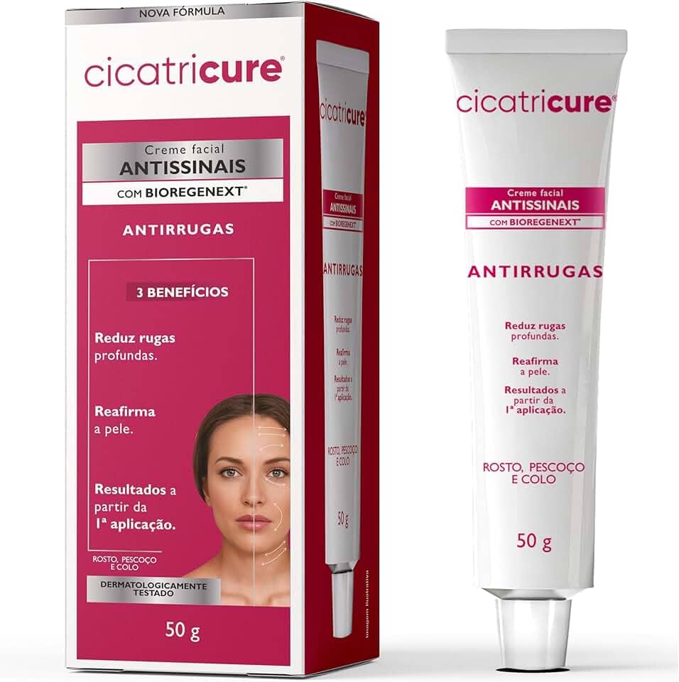 Cicatricure Creme Facial Antirrugas Antissinais com BIOREGENEXT, Reduz Rugas Profundas, Reafirma a Pele, Hidratante para Área dos Olhos, Resultados desde 1ª Aplicação, Combate Olheiras 60g