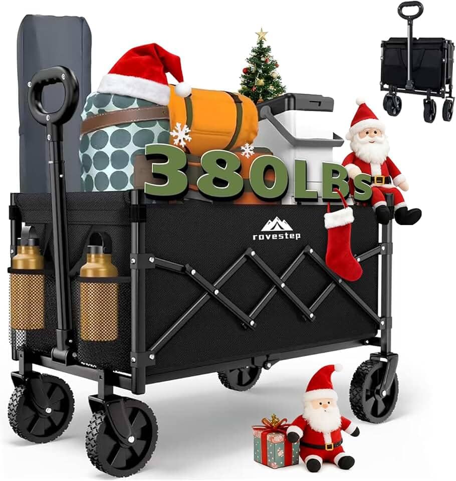 Carrinho dobrável dobrável – carrinho utilitário resistente, grande capacidade, dobrável compacto, rodas para todo o terreno, carga de 172 kg para acampamento, jardim, praia, esportes ao ar