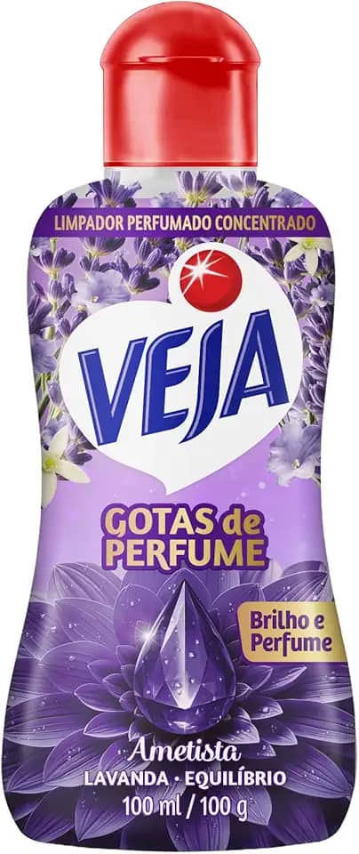 Veja Gotas de Perfume Ametista Lavanda Limpador Perfumado Concentrado 100 ml