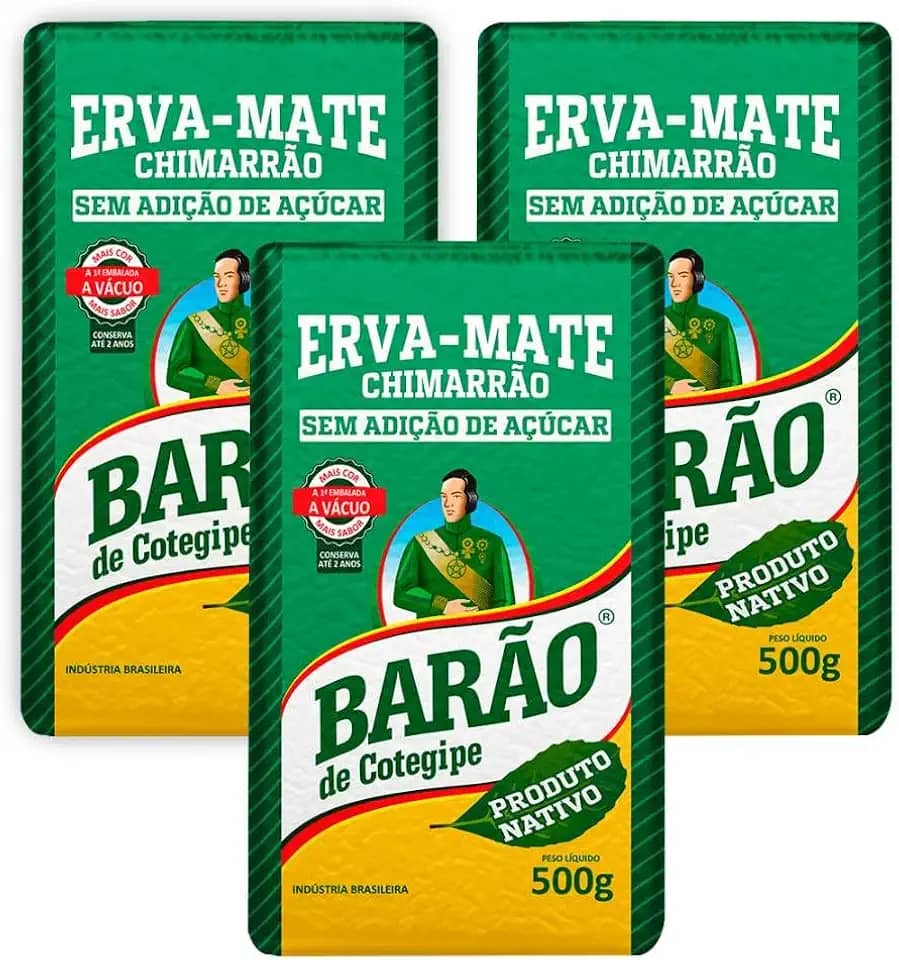 Barão de Cotegipe, Kit 3 Erva Mate Nativa Sabor Fresco 500g cada Vácuo Barão