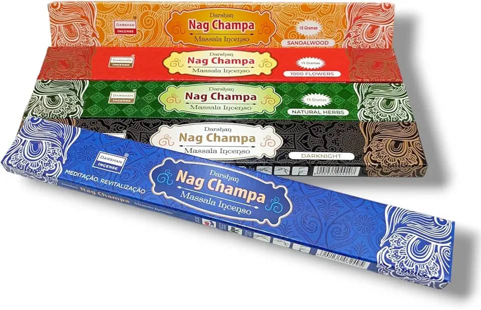 Kit Incenso Massala Darshan Nag Champa 5 caixas 50 varetas