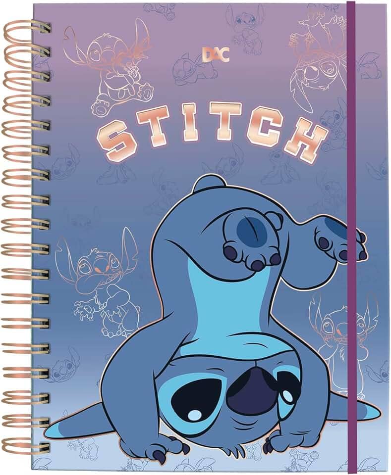 DAC - Caderno Smart Universitário com 80 folhas Reposicionáveis (90g) Stitch - Fechamento em Elástico