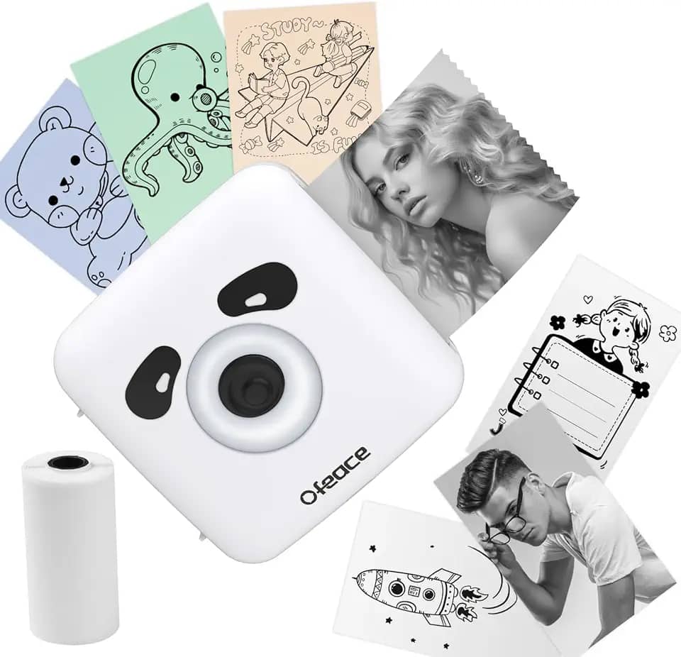 Mini impressora de adesivos com papel, mini impressora térmica portátil sem tinta 300DPI para etiquetas, notas de estudo, imagens, faça você mesmo, diário, impressora portátil de bolso