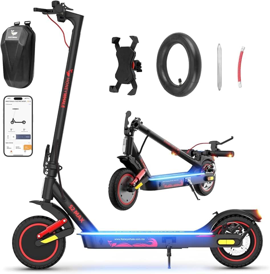 HONEYWHALE S2 MAX Patinete Elétrico Adulto, 500W-32km/h-22km, Velocidade-Juvenil-Dobrável-Scooter-Eletrica-Autonomia, Scooter Elétrica com Suspensão Dianteira, Suporte para Celular, Bolsa