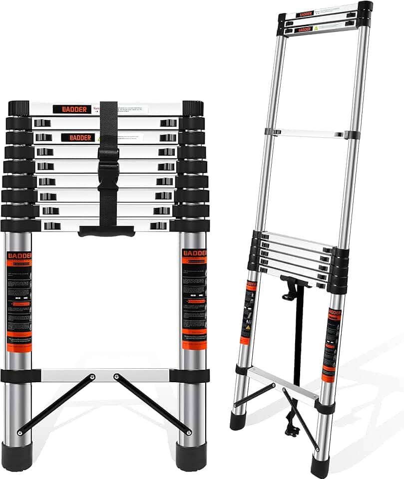 Escada Telescópica Extensível, Multifuncional, Dobravel, Extensiva, de Alumínio, Portátil, Carga Máxima de 150KG