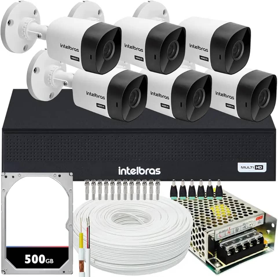 INTELBRAS Kit 6 Câmeras Vhc 1120 Hd 20mts Dvr De 8 Canais