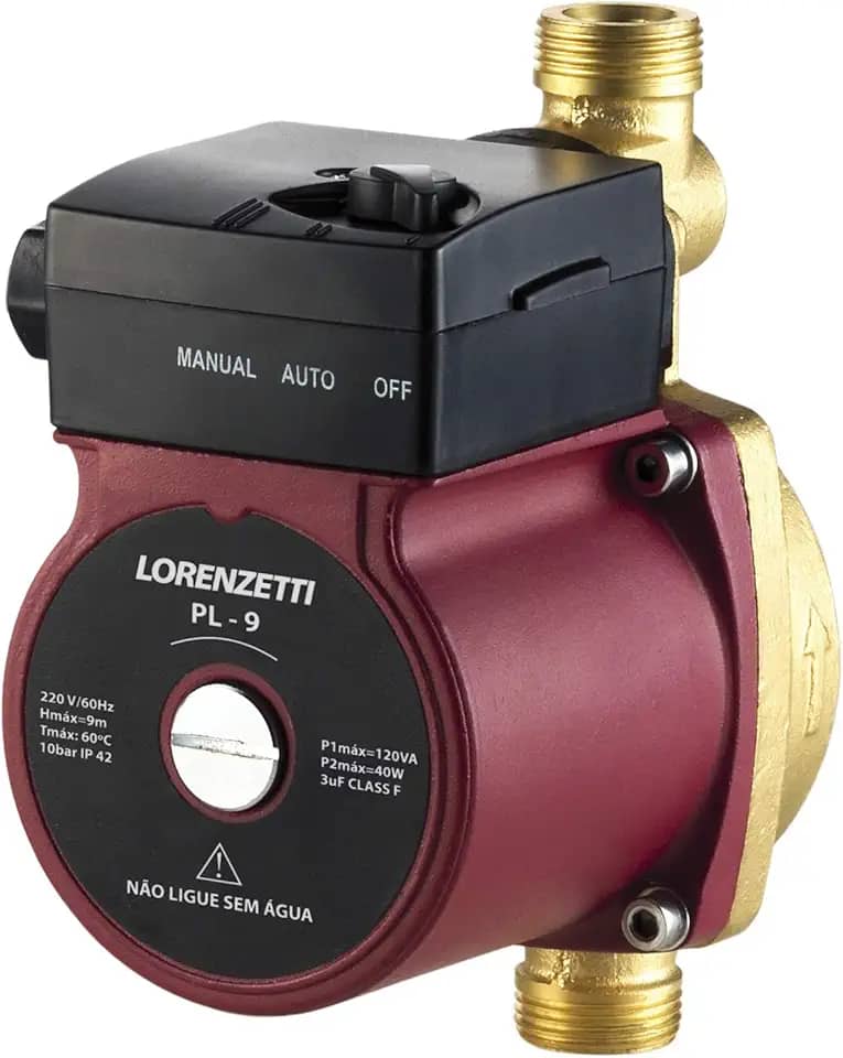 Pressurizador de Água Pl9 9 MCA 220V, Lorenzetti, Pressurizador De Água PL9 9 MCA 220V Lorenzetti 7541014, Vermelho/Preto, Pequeno