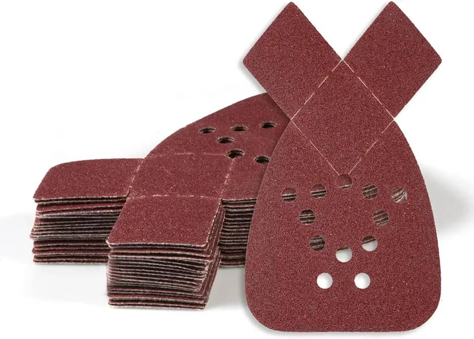 Lixa com detalhe de mouse, 20 peças, lixa de 100 grãos com detalhe de gancho e laço com 2 pontas de substituição, folhas de lixamento de 12 furos para polimento de moagem de madeira de metal