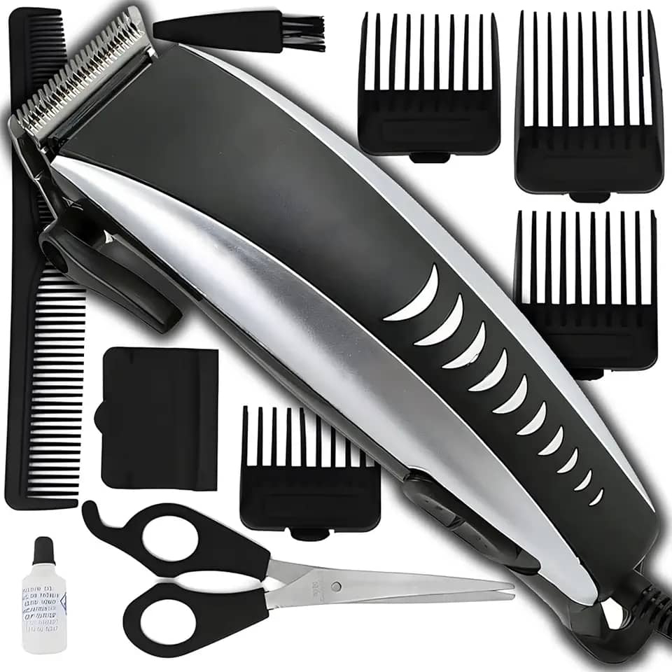 Máquina de Cortar Cabelo Profissional 9 em 1, Aparador de Barba e Cortador de Cabelos Masculino com Acessórios, Elétrica 110V