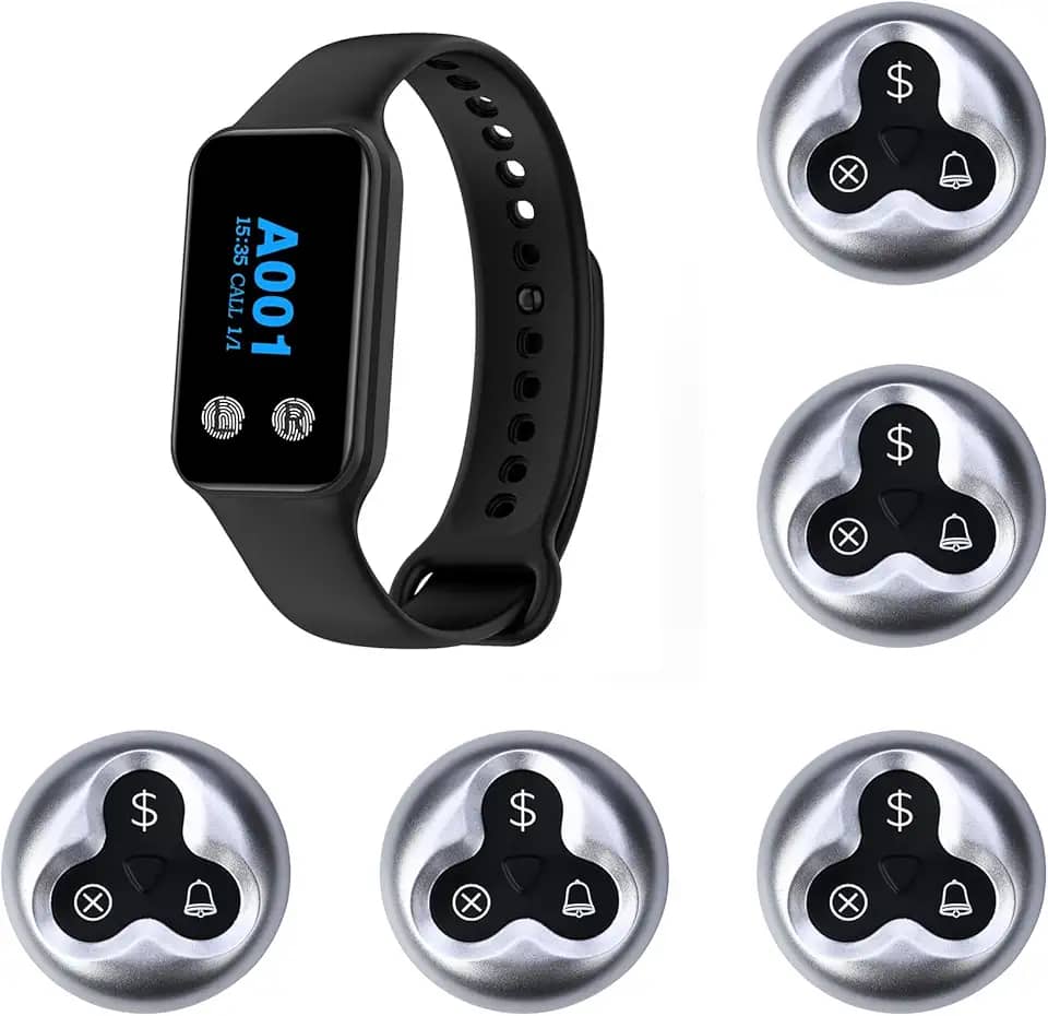 Sistema de Chamada Sem Fio para Restaurantes - Sistema de Atendimento para Garçons com Botões de Mesa para Cafés, Hospitais, Fábricas e Escritórios