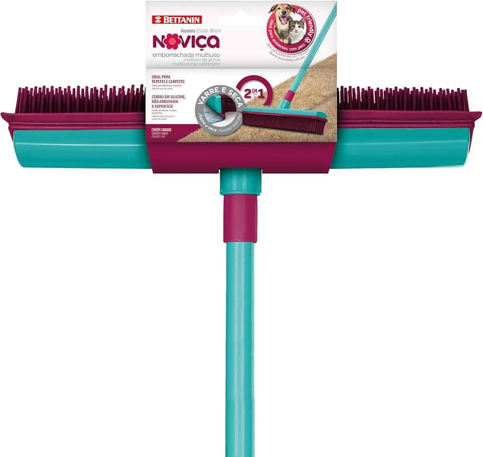 Noviça - Vassoura Emborrachada e Cerdas de Silicone com Cabo, Bettanin