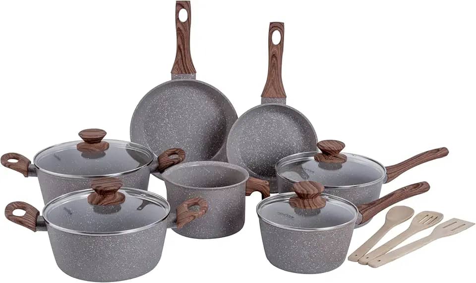 Mimo Style, Jogo de Panelas Cerâmica 10 Peças Indução Style Cook Grafite Bambu
