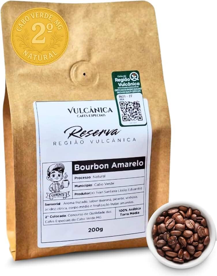 Café Especial Bourbon Amarelo Reserva em Grãos 200g - Região Vulcânica