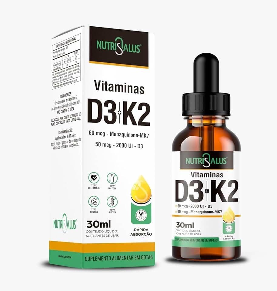 Vitamina D3+K2 Gotas Rápida Absorção 30ml Nutrisalus
