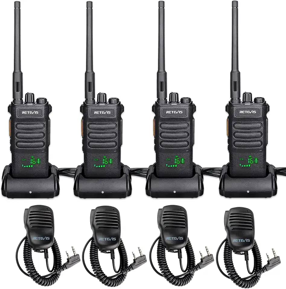 Retevis RT86 Rádio profissional bidirecional de longo alcance, walkie talkies de alta potência para adultos com microfone de ombro, rádios bidirecionais resistentes, recarregáveis, 2600 mAh, USB