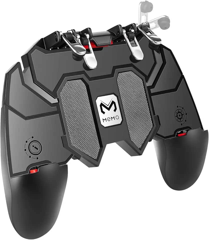 DELAM Controlador de jogos móvel com gatilhos L1R1 L2R2, controle móvel PUBG com operação de 6 dedos, controle remoto de joystick para 4,7 a 6,5 polegadas, iPhone, Android, iOS, celular,