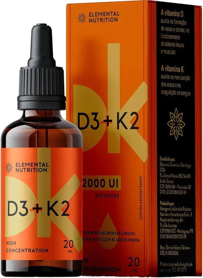 Vitamina D3 K2 gotas - 2000 Ui até 10.000 Ui - 80 doses