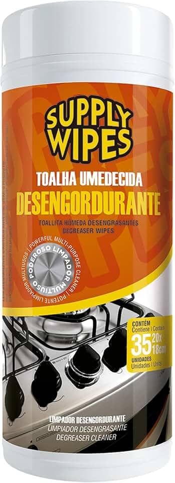 Toalha Umedecida Desengordurante, Supply Wipes, Branco, Médio