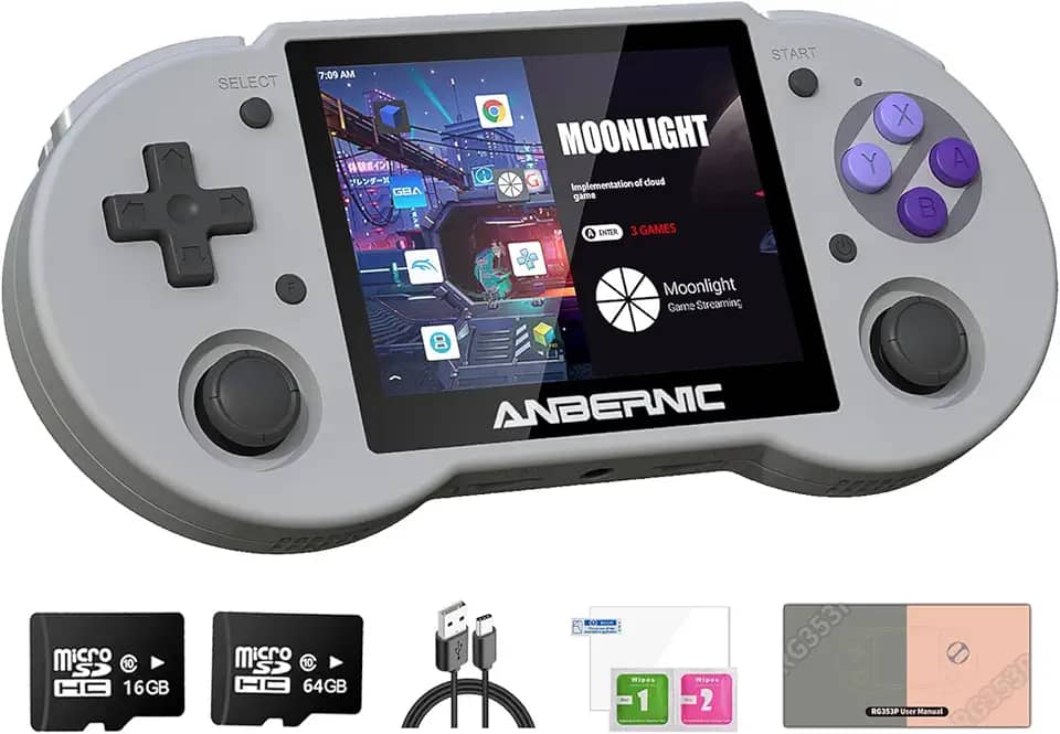 Dosnura Console De Jogos Portátil Rg353P Linux E Android Dual Os Rk3566 64 Bits, Cartão Tf De 64 Gb, Mais De 4.420 Jogos Clássicos, Tela Ips De 3,5 Polegadas, Bateria De 3.500 Mah, Suporte Para 5G