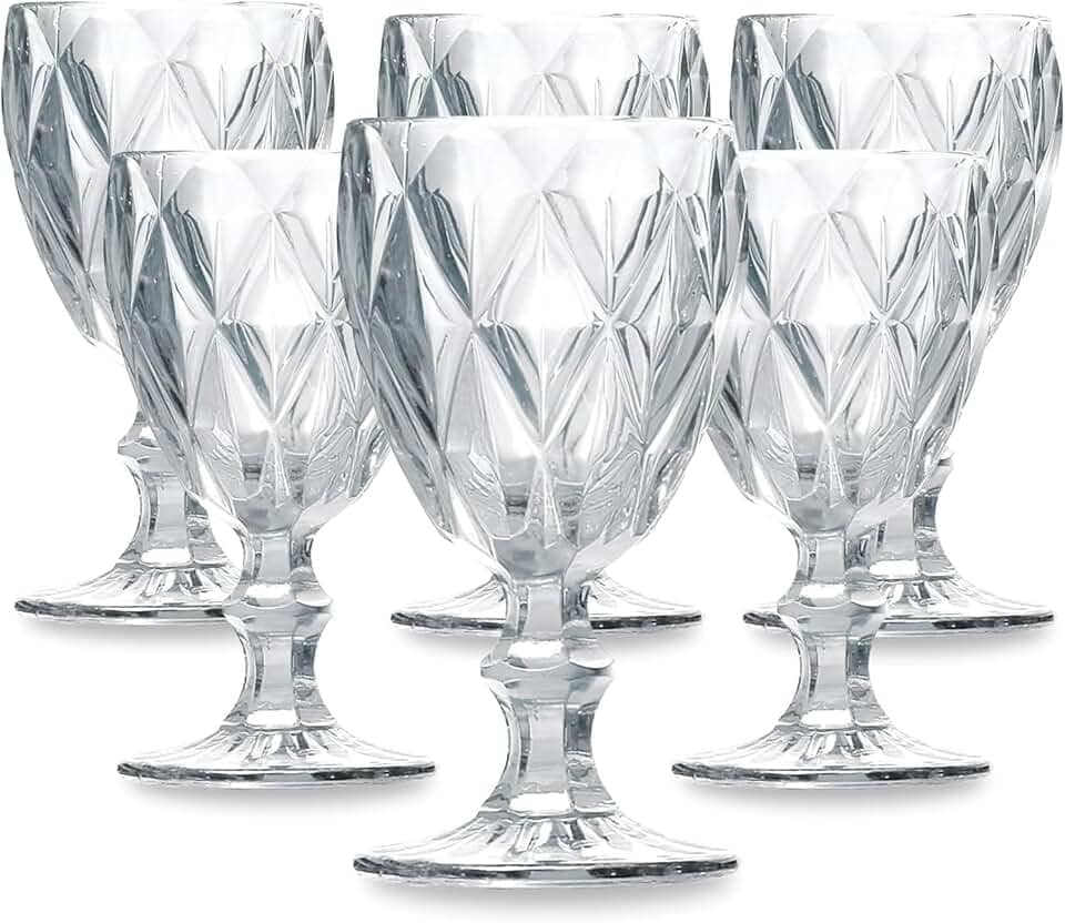 Jogo de 6 Taças de Vidro Diamond Transparente