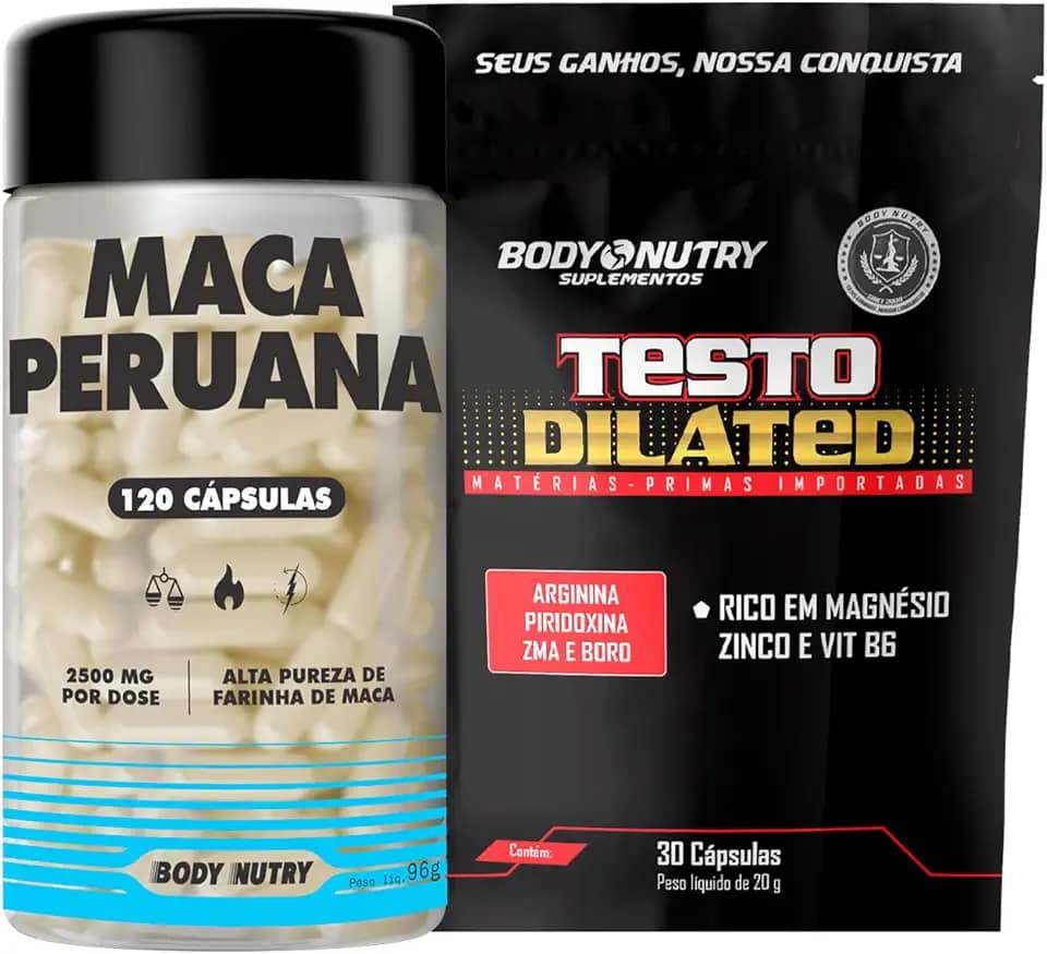 Kit 1x Maca Peruana Premium 2500mg Por Dose Lepidium Meyenii 100% Pura Pote 120 Cápsulas Rende 30 Doses | Energia Resistência +1x Dilated Vitaminas e Minerais Refil 30 Cáps Arginina Rico em Magnesio