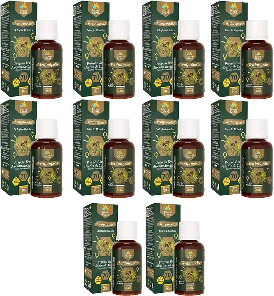 Kit 10 Própolis Verde Extrato Seco 70% Natural PuroWaxFreeConcentrado Forte Imunidade 30ml Sem Cera