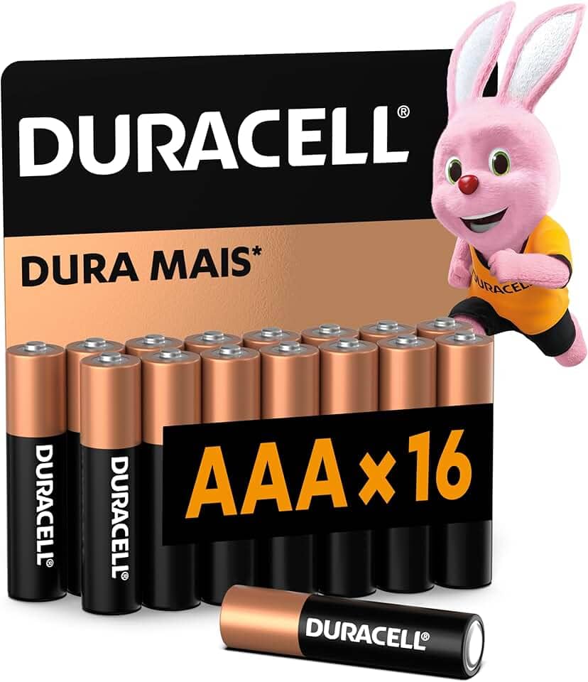 Duracell Pilha Alcalina AAA Palito Com 16 Unidades – Dura Mais – Ideal para Controles Remotos, Brinquedos e Lanternas