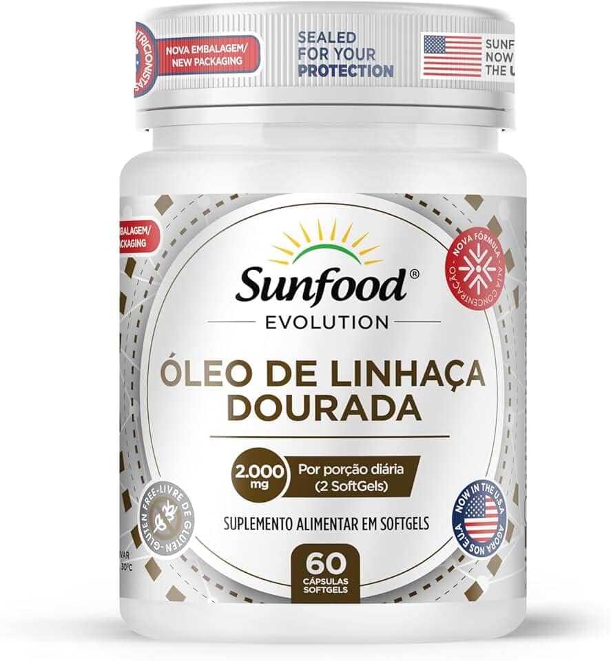 ÓLEO DE LINHAÇA DOURADA 2.000MG 60 SOFTGELS SUNFOOD EVOLUTION