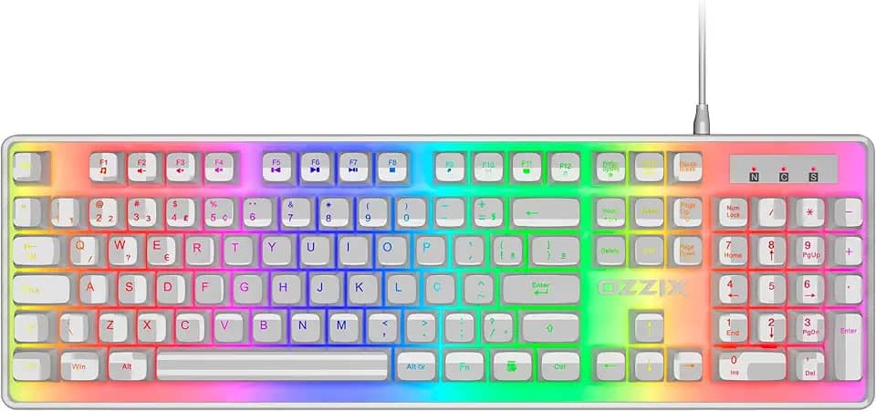 Teclado Gamer Doppler RGB Base em LED Profissional Antighosting ABNT2 Usb Ozzix