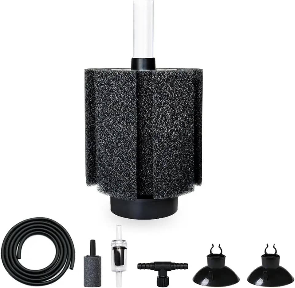Filtro de esponja de aquário de 50 a 60 litros com mídia de cerâmica e difusor de bolhas, filtros silenciosos para aquários de peixes aptos para criação de camarão e betta