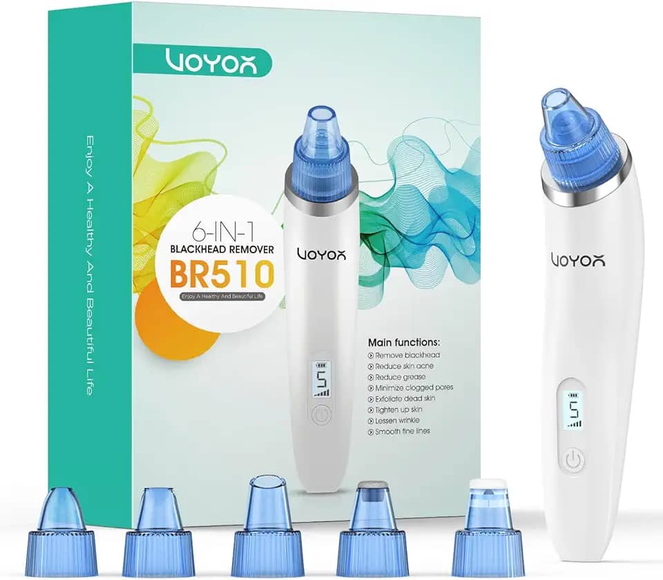 VOYOR Removedor de Cravos Pore Vacuum - Aspirador de Pó Facial Elétrico Limpador de Poros Acne Remoção de Cravos Brancos com Cabeças de Sucção (Br510)