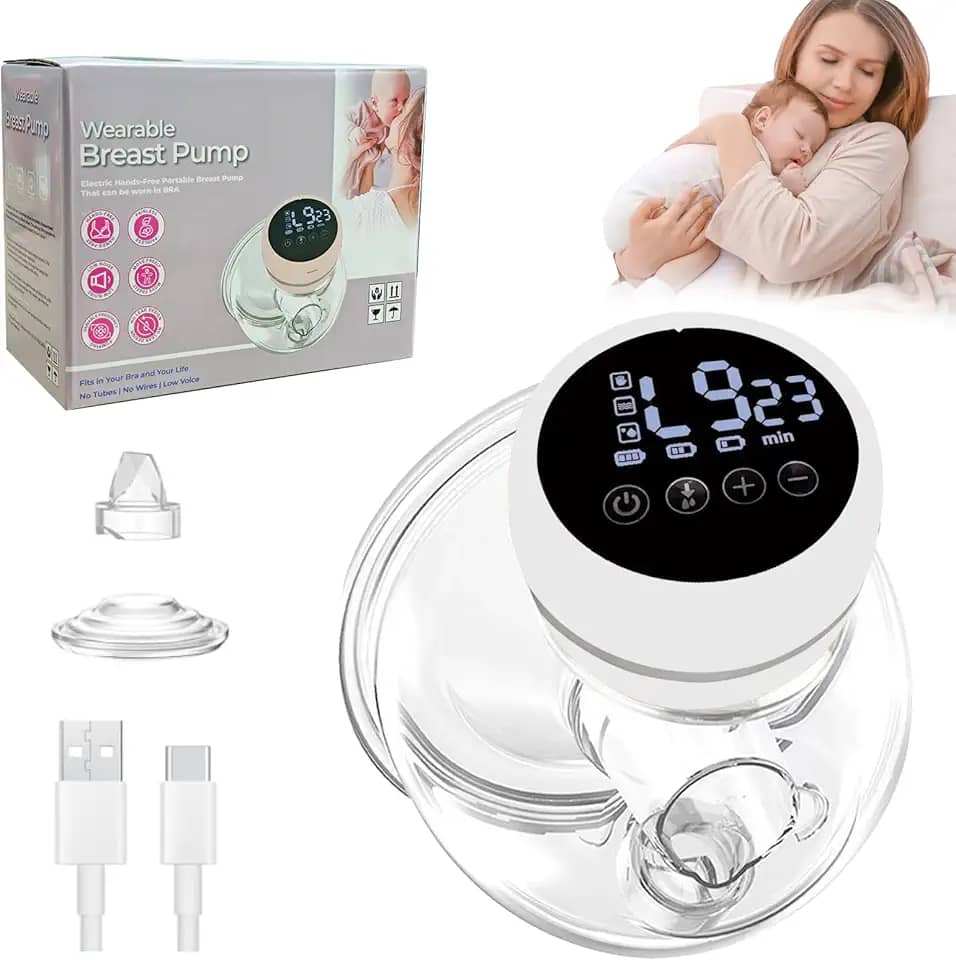 2 In 1 Vestível de Tirar Leite，Bomba de Tirar Leite Elétrica, 3 Modos, 12 Velocidades, RecarregáVel, PortáTil, Silenciosa, Confortável, Sem BPA (branco)