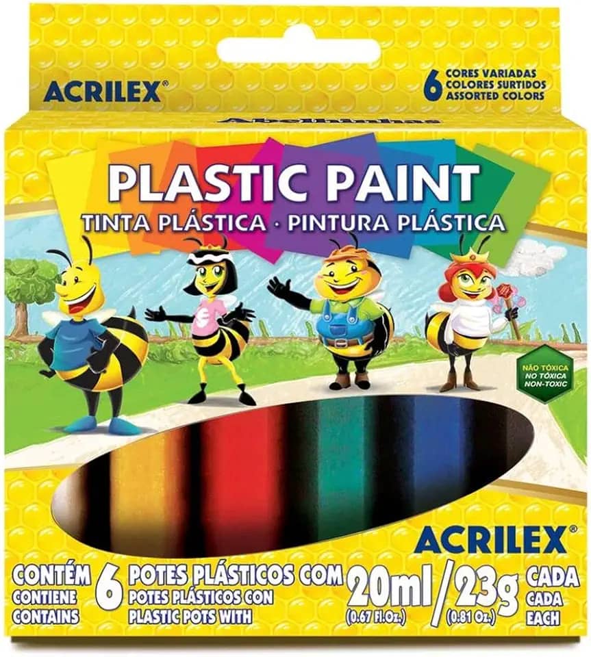 Tinta Plástica Abelinhas 6 Cores 20ml Acrilex
